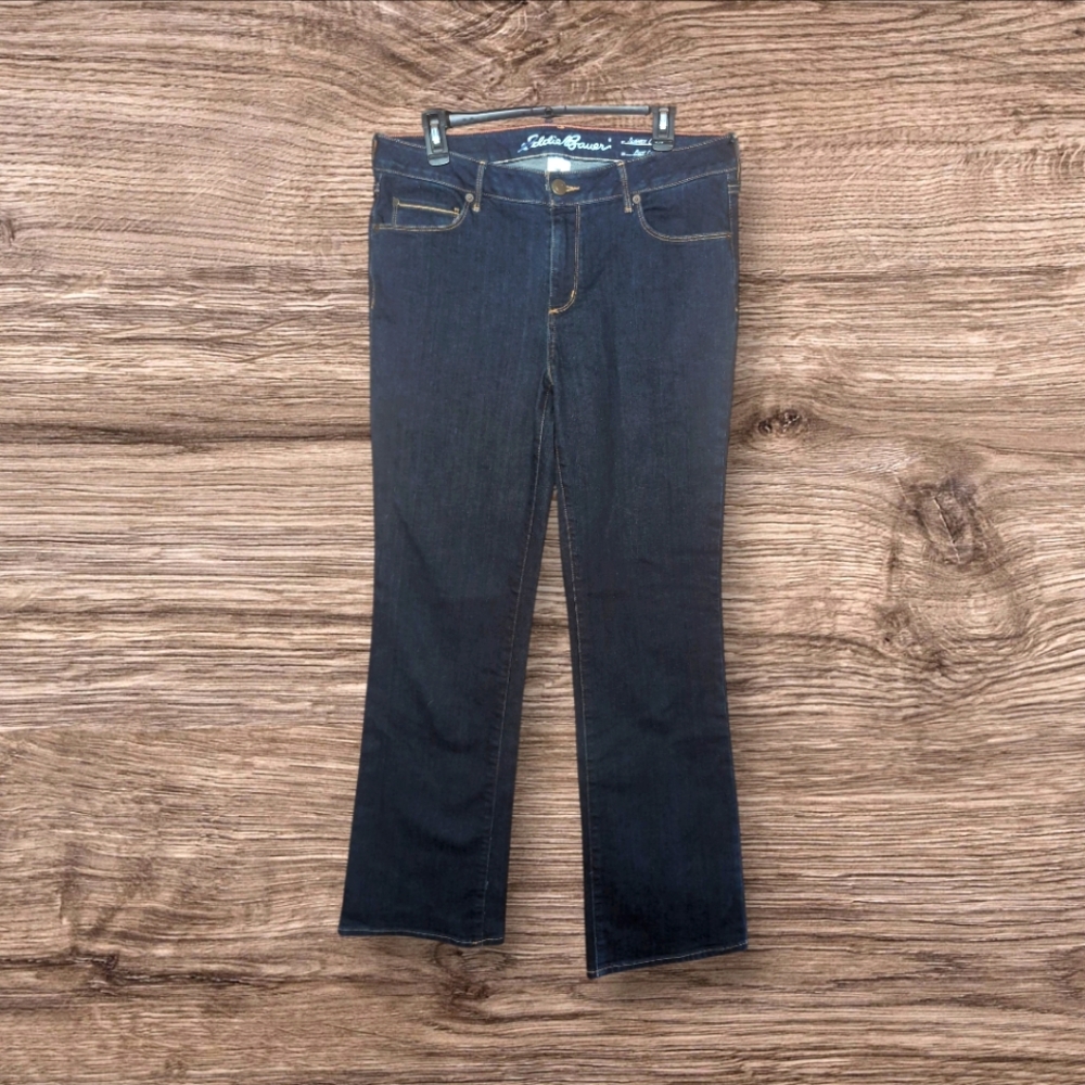 Eddie Bauer Women's Jeans Slightly Curvy‎ Boot Cut Especially Dyed Sz 12 Exc